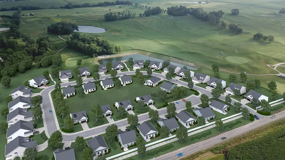 Aerial view of Saddleback Estates in Solon, IA